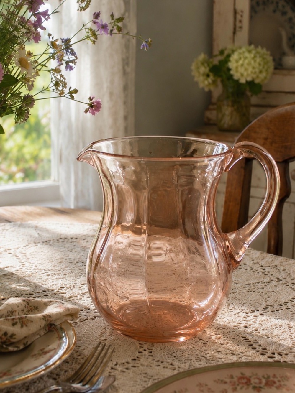 VTG Macbeth-Evans American Sweetheart Pattern Glass Pitcher.